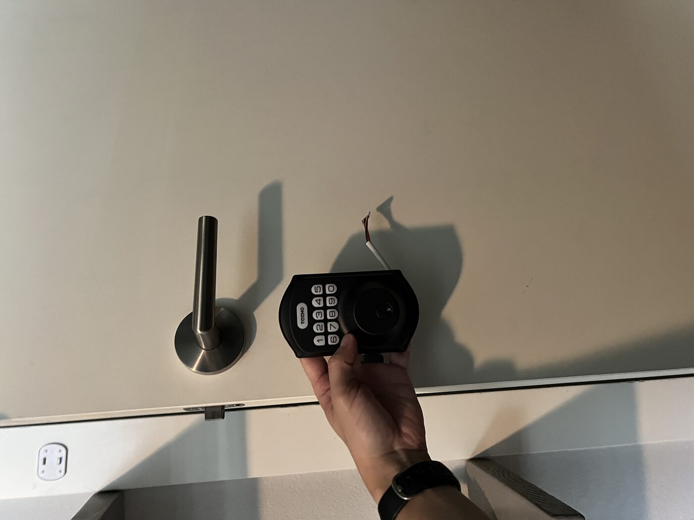 Deadbolt install — during