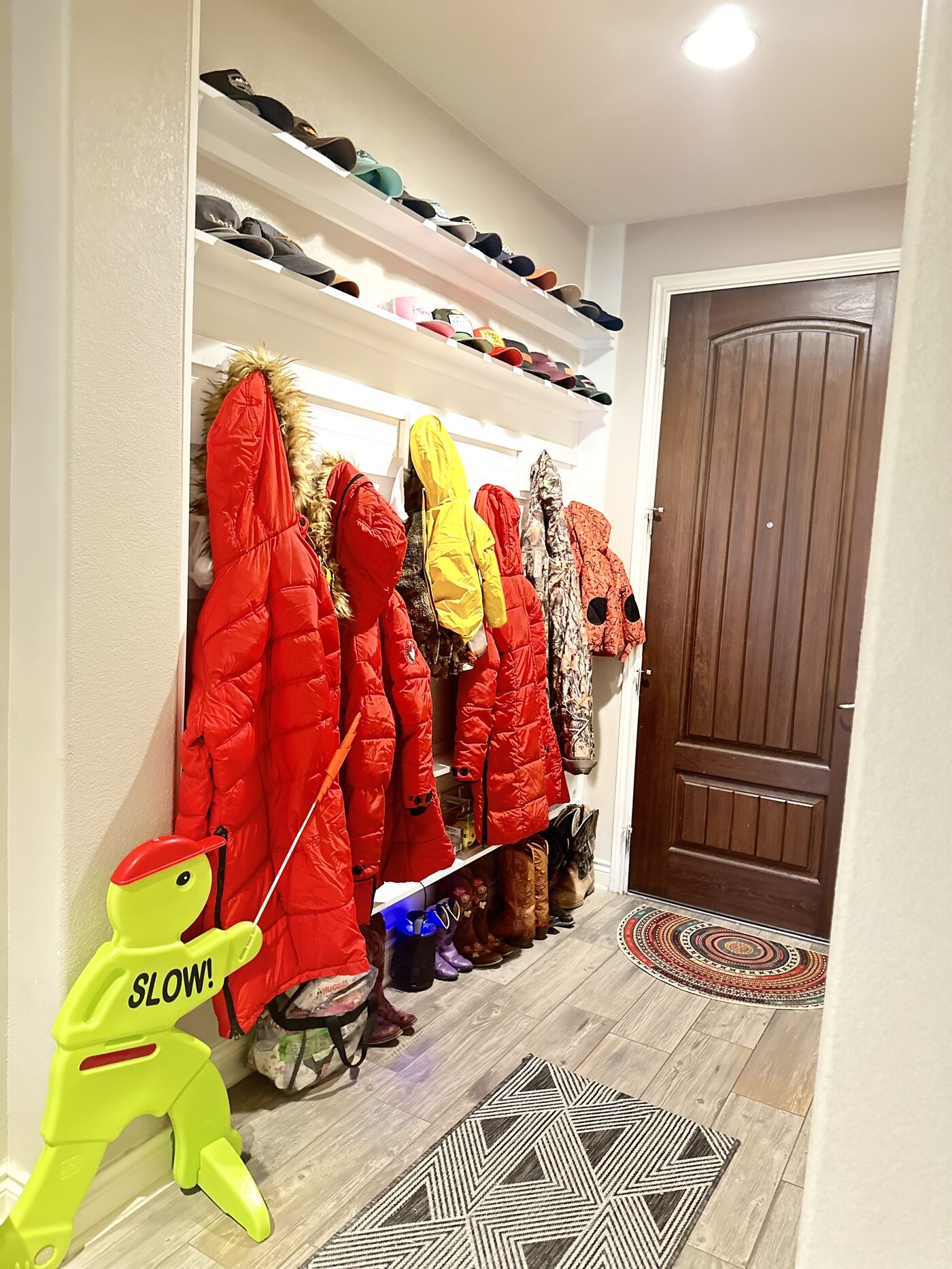 Entryway shelving — after
