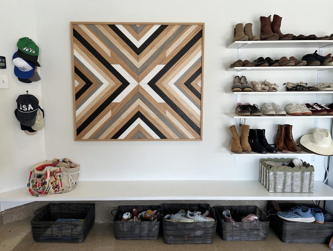 Garage bench & shelves — after